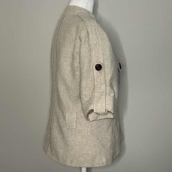 Willi Smith Khaki Safari Linen Blend Top Size Medium - Picture 6 of 7